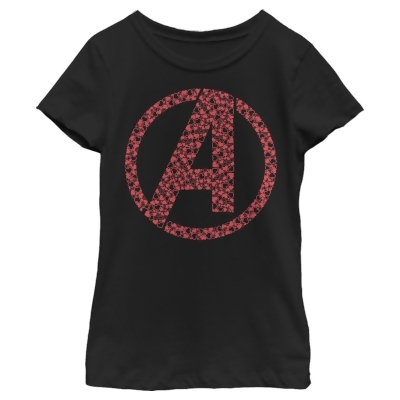 Girl's Marvel Avengers Valentine's Small Hearts Logo Graphic T-Shirt 