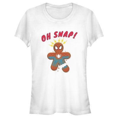 Junior's Marvel Christmas Spider-Man Snap Gingerbread Cookie Graphic T-Shirt 