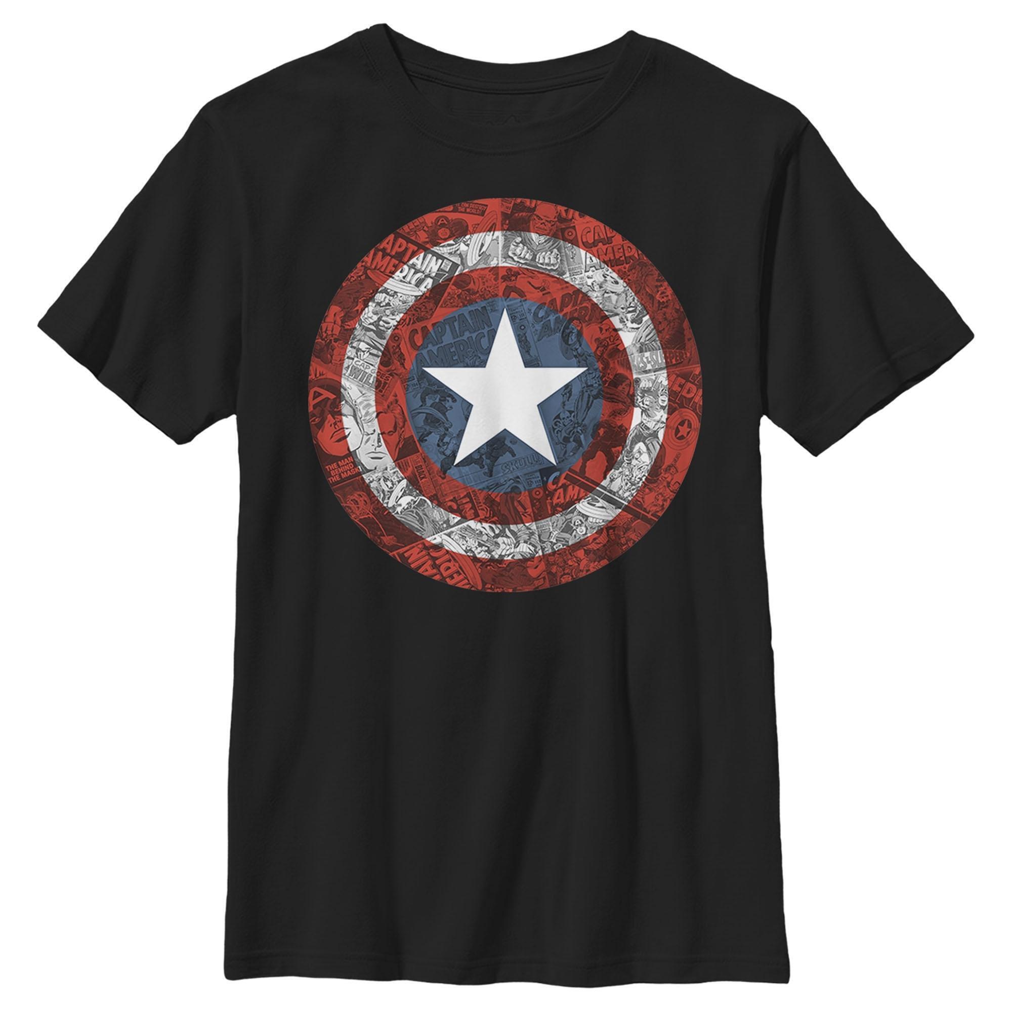 Boy's Marvel Captain America Shield Comic Print Graphic T-Shirt
