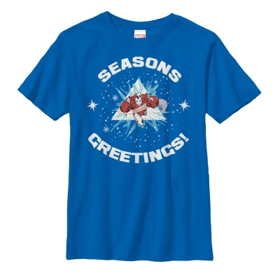 Boy's Marvel Christmas Iron Man Season's Greetings Graphic T-Shirt 