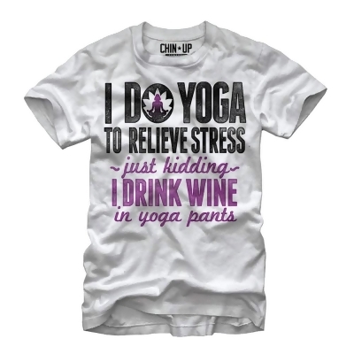 Women's CHIN UP Drink Wine in Yoga Pants Boyfriend Tee 