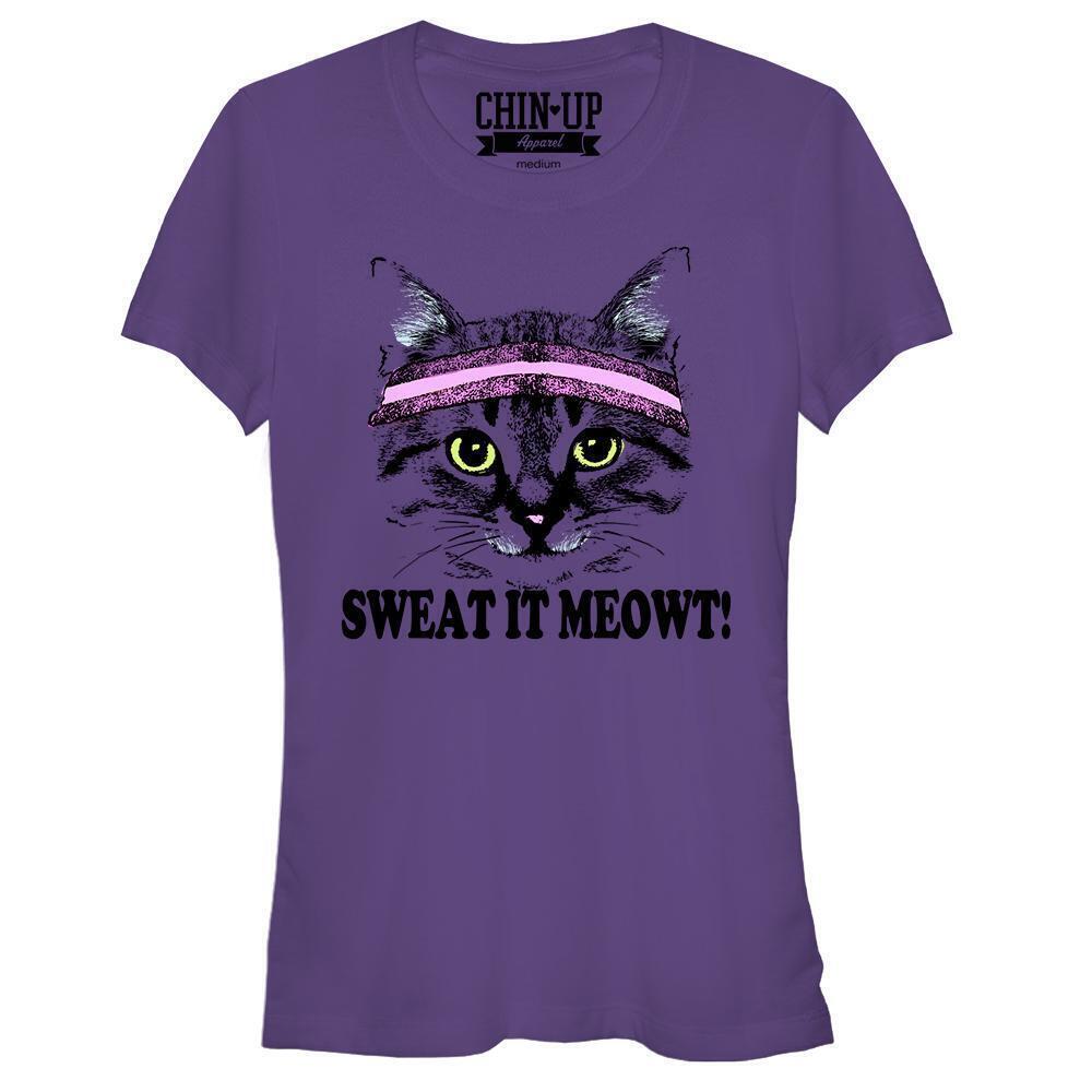 Junior's CHIN UP Sweat it Meowt Graphic T-Shirt