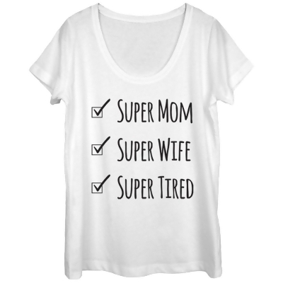 Women's CHIN UP Super Mom Super Tired Scoop Neck 