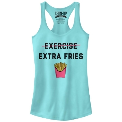 Junior's CHIN UP Exercise Extra Fries Racerback Tank Top 