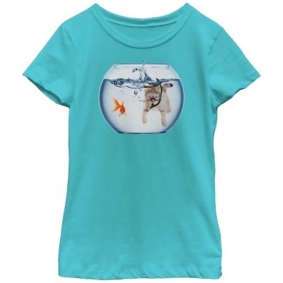 Girl's Lost Gods Snorkel Cat andfish Bowl Adventure Graphic T-Shirt 
