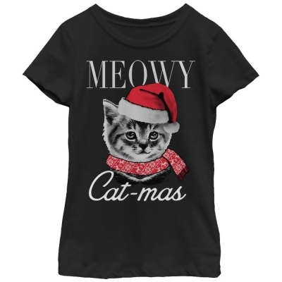 Girl's Lost Gods Christmas Cat Meowy Catmas Graphic T-Shirt 