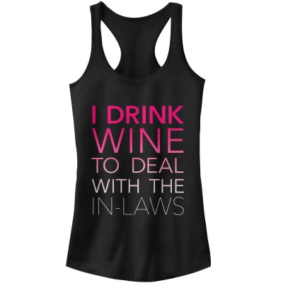Junior's CHIN UP Drink Wine for In-Laws Racerback Tank Top 