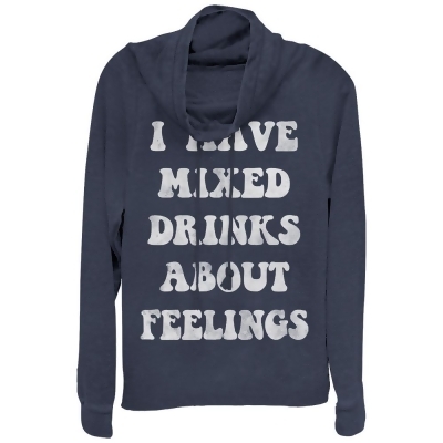 Junior's CHIN UP Mixed Drinks About Feelings Cowl Neck Sweatshirt 