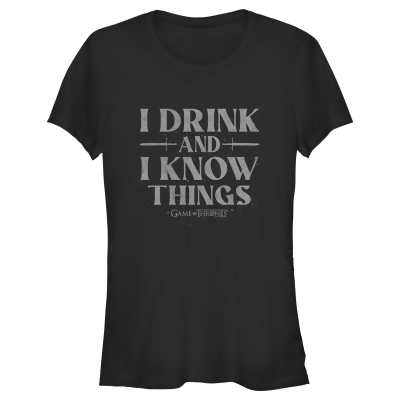 Junior's Game of Thrones I Drink and I Know Things Gray Graphic T-Shirt 