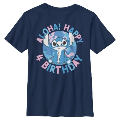 Boy's Lilo & Stitch Aloha! Happy 4th Birthday Graphic T-Shirt 