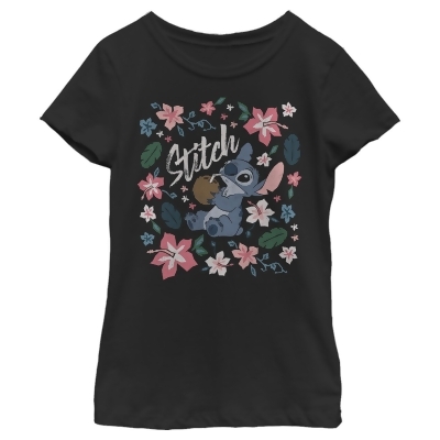 Girl's Lilo & Stitch Flowers and a Coconut Graphic T-Shirt 