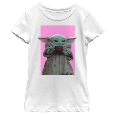 Girl's Star Wars: The Mandalorian Grogu Drink Graphic T-Shirt 