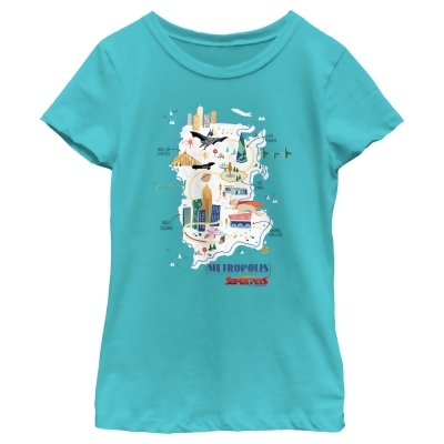Girl's DC League of Super-Pets Metropolis Map Graphic T-Shirt 