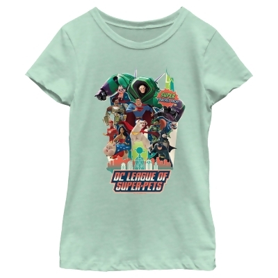 Girl's DC League of Super-Pets Character Collage Super Pack Graphic T-Shirt 