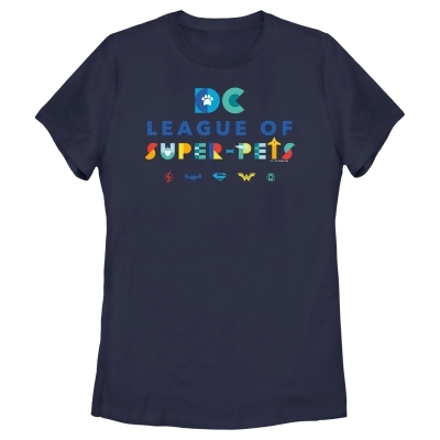 Women's DC League of Super-Pets Colorful Hero Logos Graphic T-Shirt 