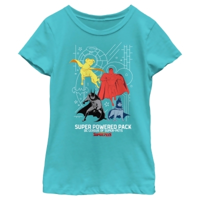 Girl's DC League of Super-Pets Chromatic Super Power Pack Graphic T-Shirt 