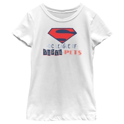 Girl's DC League of Super-Pets Superman Logo Cutouts Graphic T-Shirt 