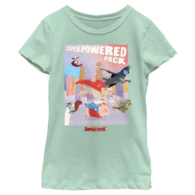 Girl's DC League of Super-Pets Powered Pack Poster Graphic T-Shirt 