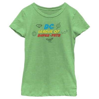 Girl's DC League of Super-Pets Logo Doodle Graphic T-Shirt 