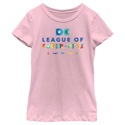 Girl's DC League of Super-Pets Colorful Hero Logos Graphic T-Shirt 