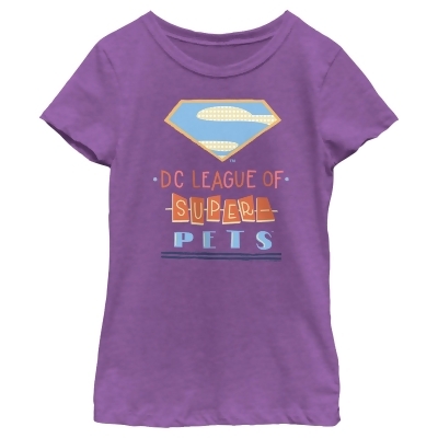 Girl's DC League of Super-Pets Superman Dot Logo Cutouts Graphic T-Shirt 