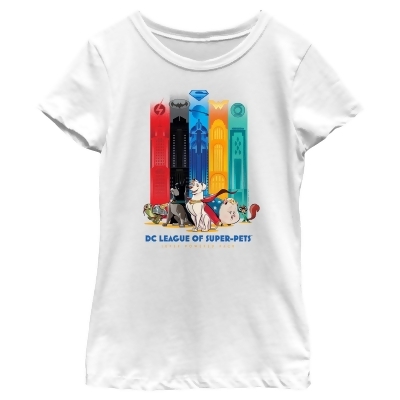Girl's DC League of Super-Pets Super Powered Pack Towers Graphic T-Shirt 