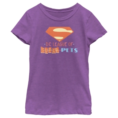 Girl's DC League of Super-Pets Superman Emblem Cutouts Graphic T-Shirt 
