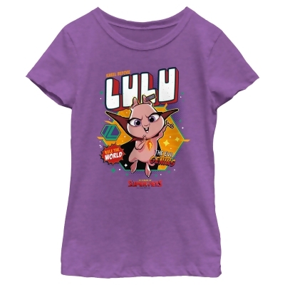 Girl's DC League of Super-Pets Rule the World Lulu Badge Graphic T-Shirt 