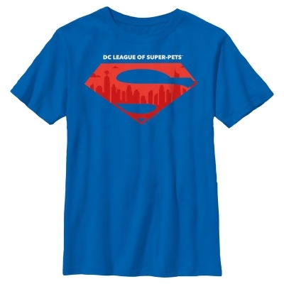 Boy's DC League of Super-Pets Skyline Superman Crest Graphic T-Shirt 