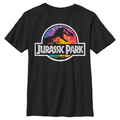 Boy's Jurassic Park Rainbow Tie Dye Logo Graphic T-Shirt 