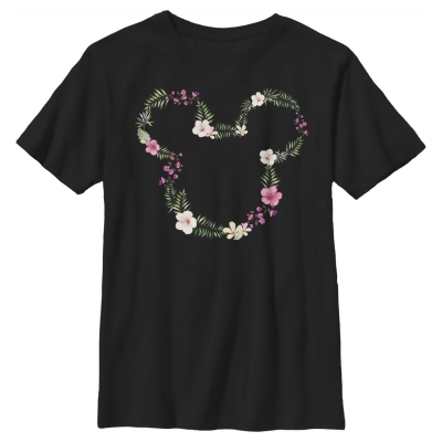 Boy's Mickey & Friends Mickey Mouse Flower Crown Silhouette Graphic T-Shirt 