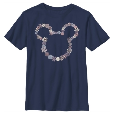Boy's Mickey & Friends Mickey Mouse Floral Outline Silhouette Graphic T-Shirt 