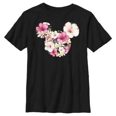 Boy's Mickey & Friends Mickey Mouse Tropical Flower Silhouette Graphic T-Shirt 