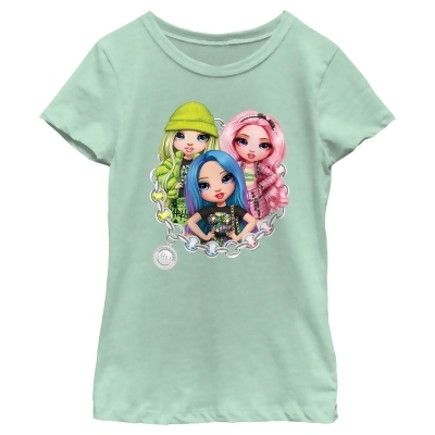 Girl's Rainbow High Chain Circle Characters Graphic T-Shirt 