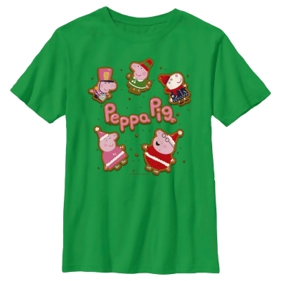 Boy's Peppa Pig Christmas Gingerbread Cookie Characters Graphic T-Shirt 