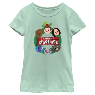 Girl's Guardians of the Galaxy Holiday Special Season's Grootings Cute Characters Graphic T-Shirt 