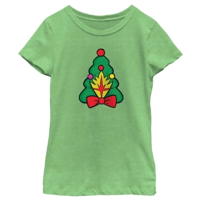 Girl's Guardians of the Galaxy Holiday Special Shield Christmas Tree Graphic T-Shirt 