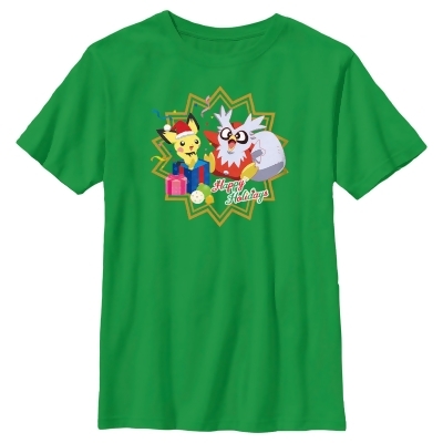 Boy's Pokemon Christmas Pikachu and Delibird Happy Holidays Graphic T-Shirt 
