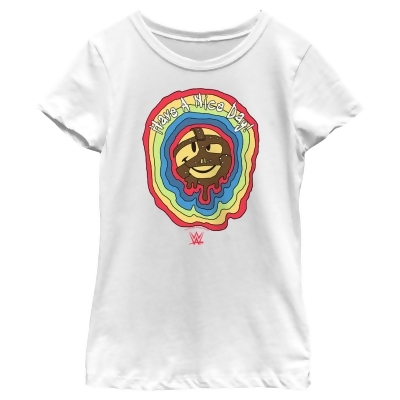 Girl's WWE Mankind Have a Nice Day Rainbow Logo Graphic T-Shirt 