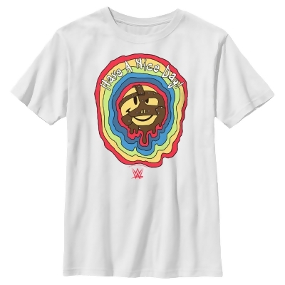 Boy's WWE Mankind Have a Nice Day Rainbow Logo Graphic T-Shirt 