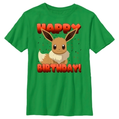 Boy's Pokemon Eevee Happy Birthday Red Graphic T-Shirt 