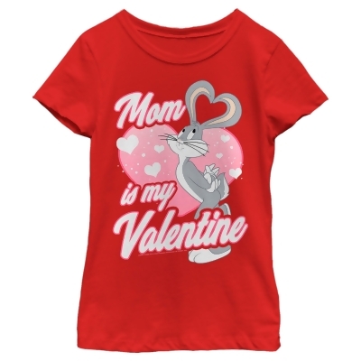 Girl's Looney Tunes Valentine's Day Bugs Bunny Mom is my Valentine Graphic T-Shirt 
