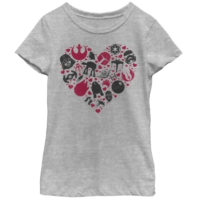 Girl's Star Wars Valentine's Day Heart Icons Graphic T-Shirt 