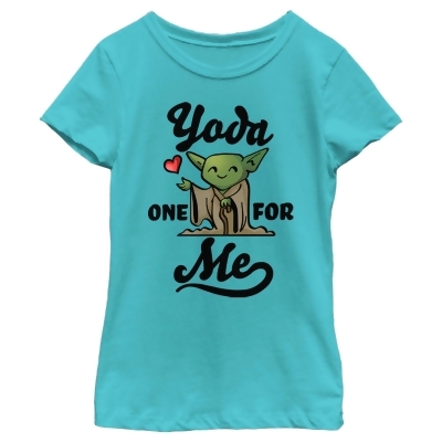 Girl's Star Wars Valentine's Day Yoda One for Me Cartoon Graphic T-Shirt 