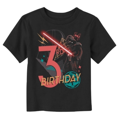Toddler's Star Wars Darth Vader 3rd Birthday Abstract Background Graphic T-Shirt 