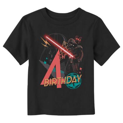 Toddler's Star Wars Darth Vader 4th Birthday Abstract Background Graphic T-Shirt