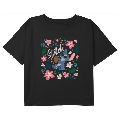 Girl's Lilo & Stitch Floral Poster Graphic T-Shirt 