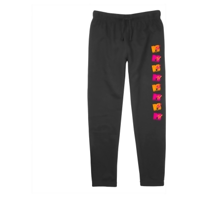 Junior's MTV Repeated Orange and Pink Logo Jogger Pants 