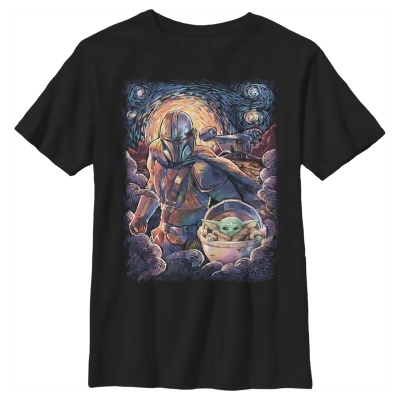 Boy's Star Wars: The Mandalorian Starry Night Best Friend Portrait Graphic T-Shirt 