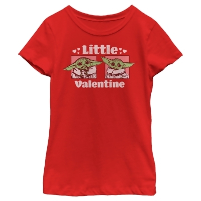 Girl's Star Wars: The Mandalorian Valentine's Day The Child Little Valentine Panels Graphic T-Shirt 